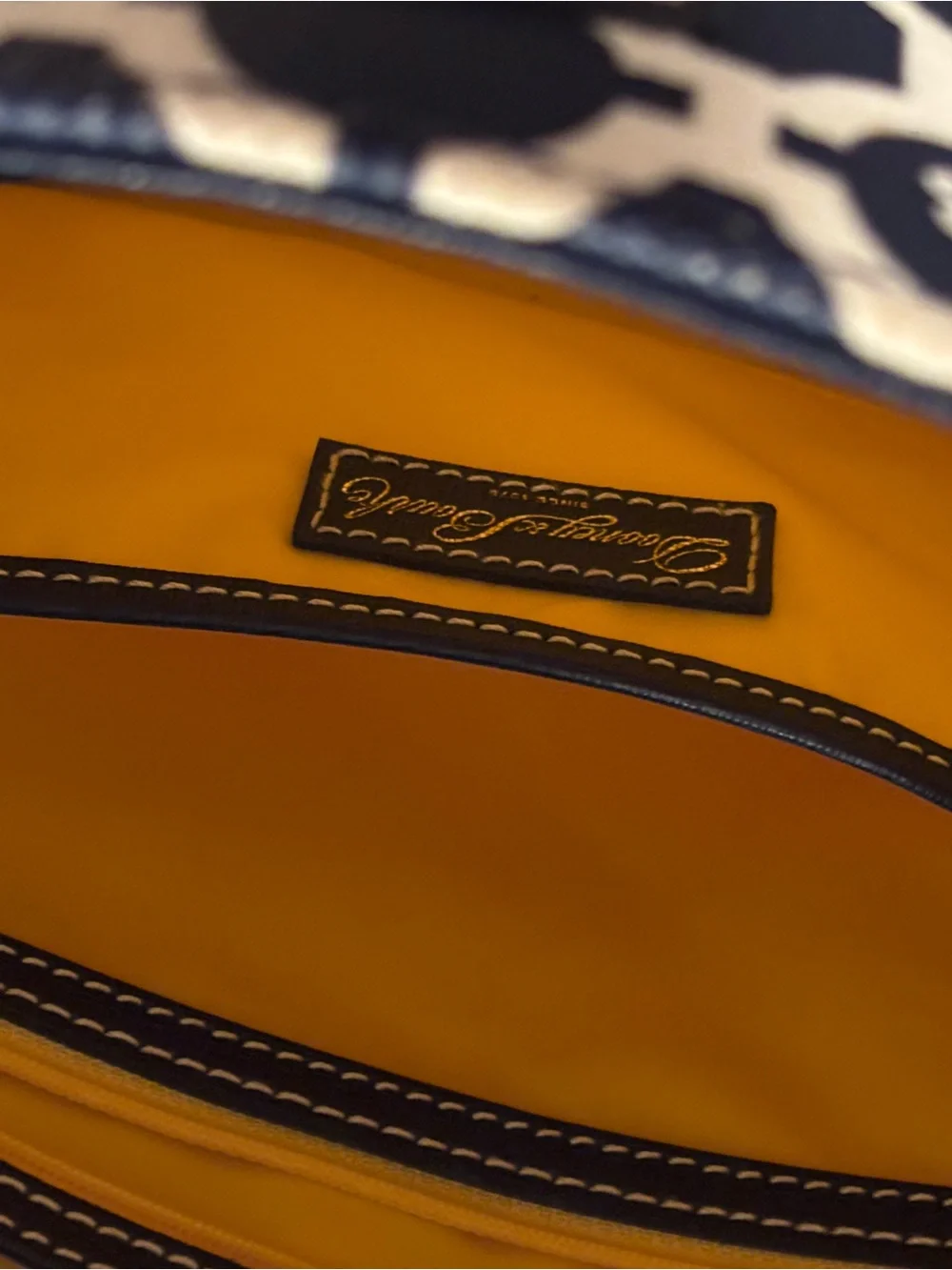 Dooney & Bourke Navy and White Patterned Logo Tote